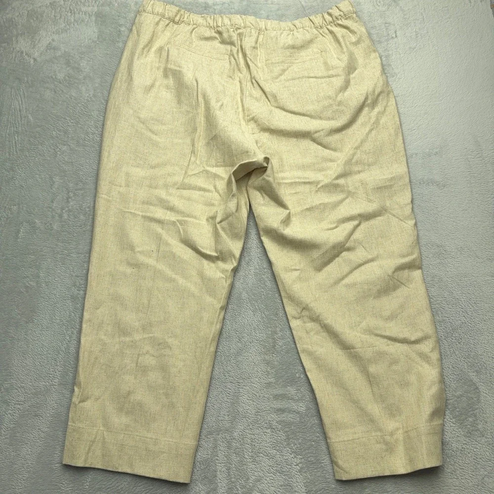 Banana Republic Pants Womens XXL Beige Tapered High-Rise Linen Blend Herringbone